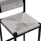 Tabourets de bar lot de 2, assise en corde de papier tressée à la main avec cadre en métal, hauteur de comptoir