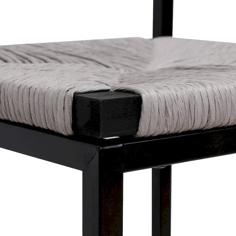 Tabourets de bar lot de 2, assise en corde de papier tressée à la main avec cadre en métal, hauteur de comptoir