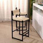 Tabourets de bar lot de 2, assise en corde de papier tressée à la main avec cadre en métal, hauteur de comptoir