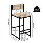Tabourets de bar lot de 2, assise en corde de papier tressée à la main avec cadre en métal, hauteur de comptoir