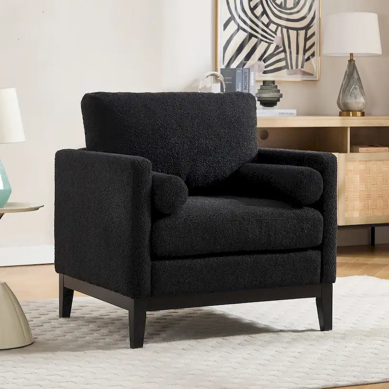 Fauteuil d'appoint moderne avec pieds en bois