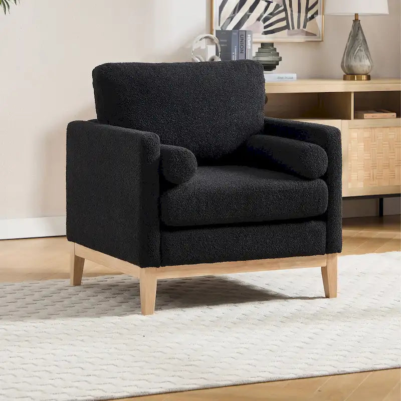 Fauteuil d'appoint moderne avec pieds en bois