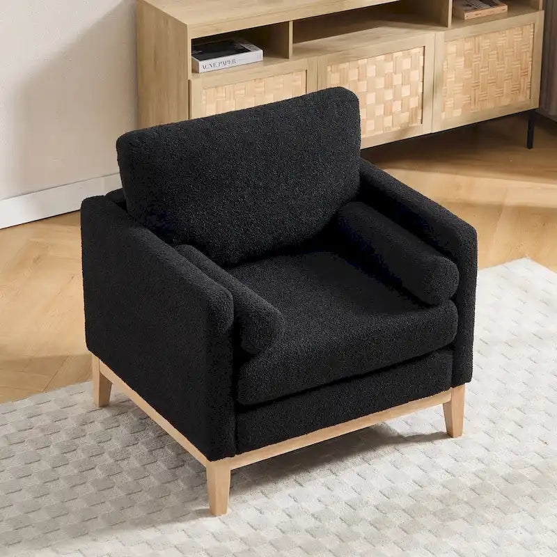 Fauteuil d'appoint moderne avec pieds en bois