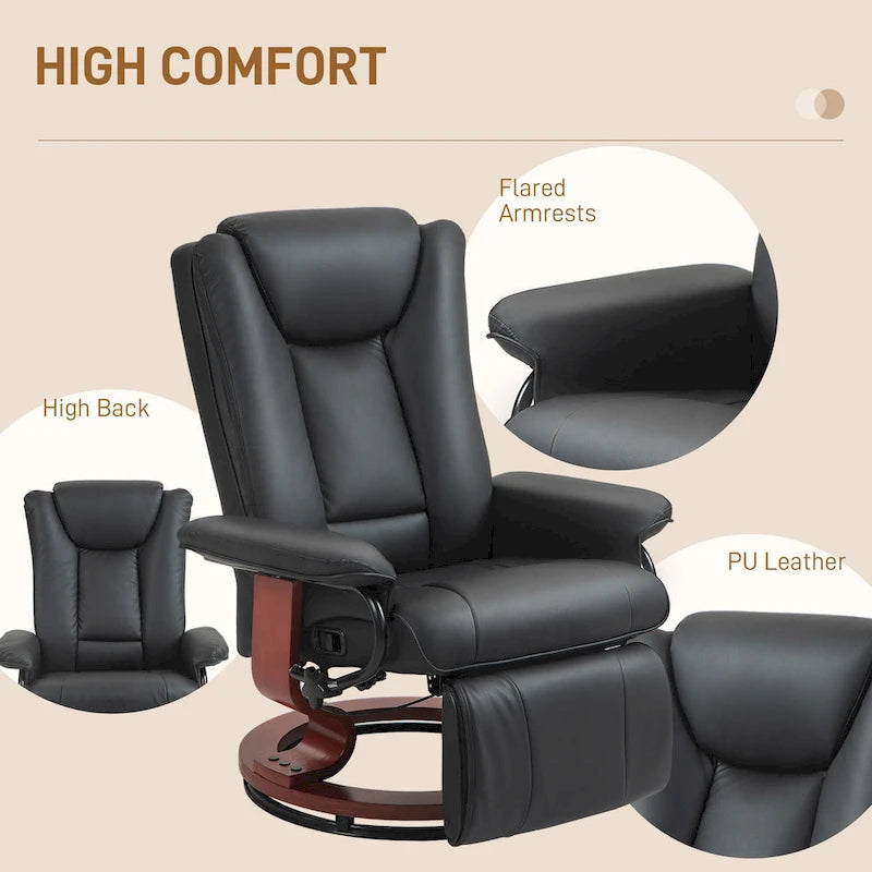 Fauteuil inclinable pivotant à dossier haut de 30,7 po avec repose-pieds