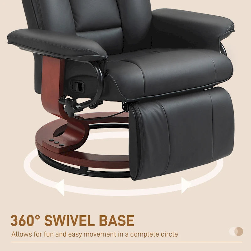 Fauteuil inclinable pivotant à dossier haut de 30,7 po avec repose-pieds