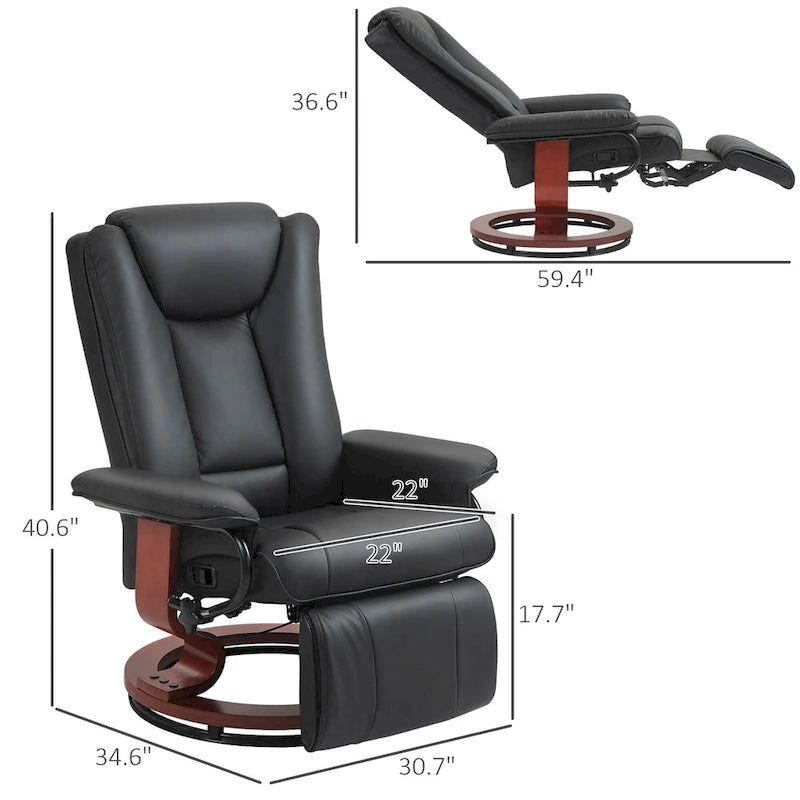 Fauteuil inclinable pivotant à dossier haut de 30,7 po avec repose-pieds