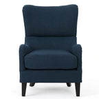 Fauteuil d'appoint moderne à dossier haut 27 po, bleu marine, avec pieds en bois de bouleau et dossier à oreilles pour salon