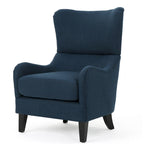 Fauteuil d'appoint moderne à dossier haut 27 po, bleu marine, avec pieds en bois de bouleau et dossier à oreilles pour salon
