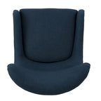 Fauteuil d'appoint moderne à dossier haut 27 po, bleu marine, avec pieds en bois de bouleau et dossier à oreilles pour salon