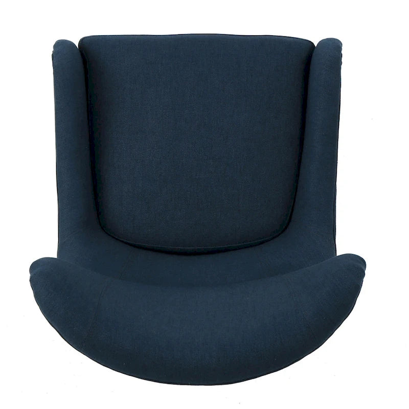 Fauteuil d'appoint moderne à dossier haut 27 po, bleu marine, avec pieds en bois de bouleau et dossier à oreilles pour salon