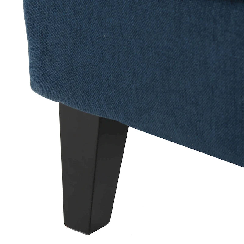 Fauteuil d'appoint moderne à dossier haut 27 po, bleu marine, avec pieds en bois de bouleau et dossier à oreilles pour salon