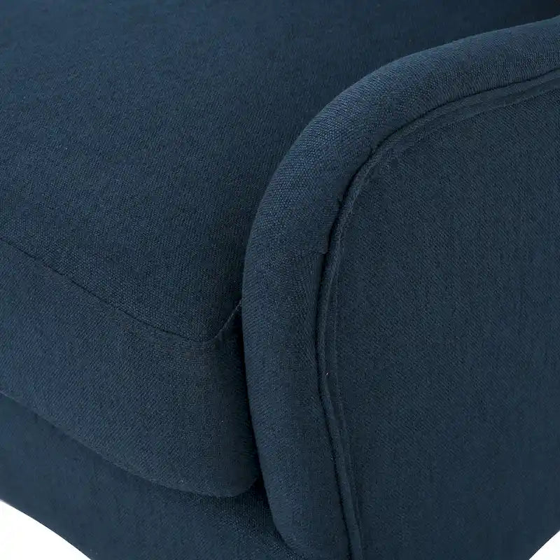 Fauteuil d'appoint moderne à dossier haut 27 po, bleu marine, avec pieds en bois de bouleau et dossier à oreilles pour salon