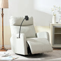 Fauteuil inclinable électrique avec pivotement à 270°, fonction bascule et inclinaison, ports USB et repose-pieds réglable