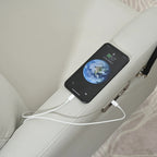 Fauteuil inclinable électrique avec pivotement à 270°, fonction bascule et inclinaison, ports USB et repose-pieds réglable