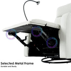 Fauteuil inclinable électrique avec pivotement à 270°, fonction bascule et inclinaison, ports USB et repose-pieds réglable