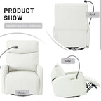 Fauteuil inclinable électrique avec pivotement à 270°, fonction bascule et inclinaison, ports USB et repose-pieds réglable