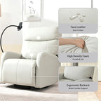 Fauteuil inclinable électrique avec pivotement à 270°, fonction bascule et inclinaison, ports USB et repose-pieds réglable