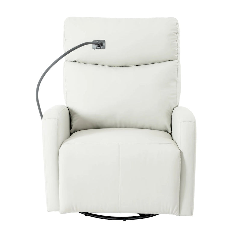 Fauteuil inclinable électrique avec pivotement à 270°, fonction bascule et inclinaison, ports USB et repose-pieds réglable