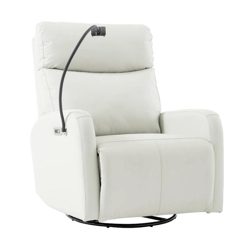 Fauteuil inclinable électrique avec pivotement à 270°, fonction bascule et inclinaison, ports USB et repose-pieds réglable