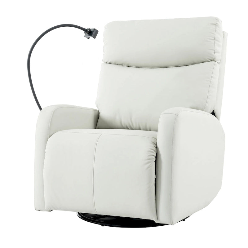 Fauteuil inclinable électrique avec pivotement à 270°, fonction bascule et inclinaison, ports USB et repose-pieds réglable