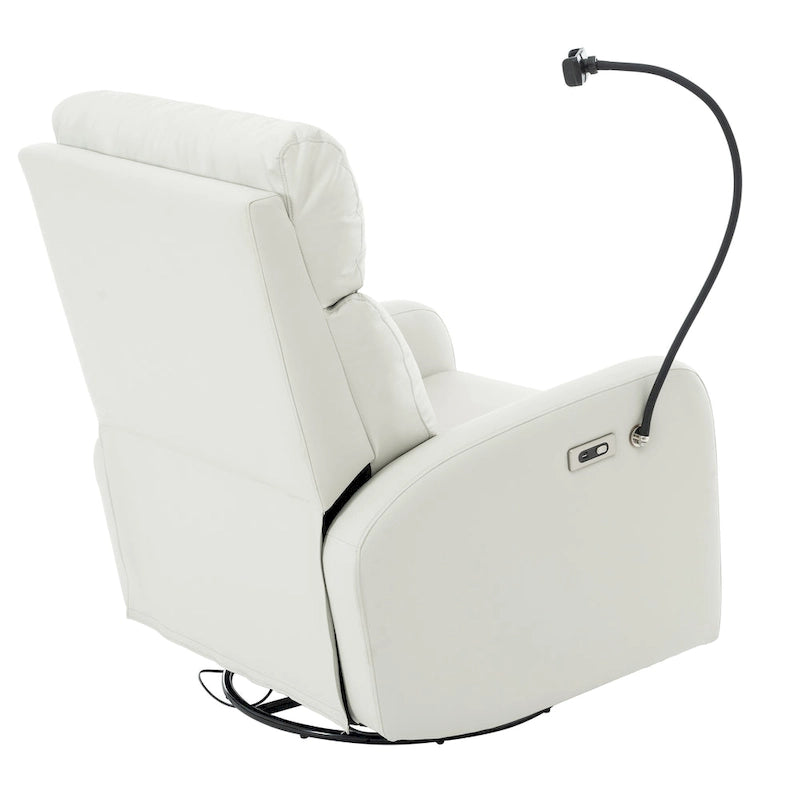 Fauteuil inclinable électrique avec pivotement à 270°, fonction bascule et inclinaison, ports USB et repose-pieds réglable