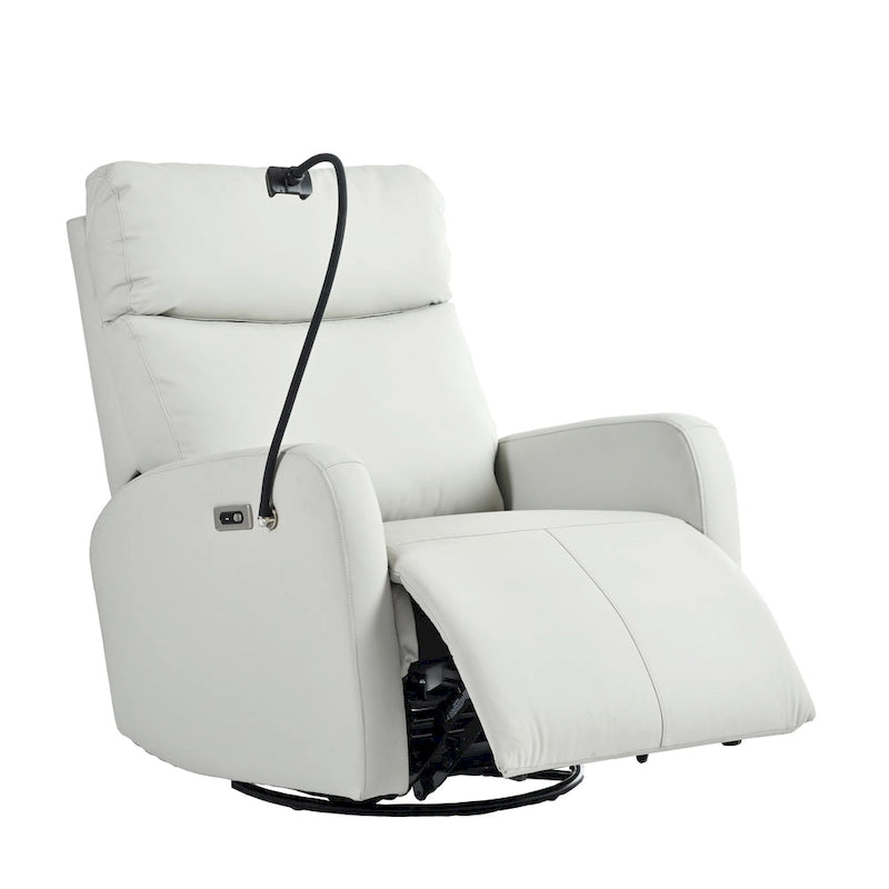 Fauteuil inclinable électrique avec pivotement à 270°, fonction bascule et inclinaison, ports USB et repose-pieds réglable