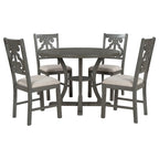 Ensemble de salle à manger rétro 5 pièces en bois avec 4 chaises et table ronde