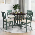 Ensemble de salle à manger rétro 5 pièces en bois avec 4 chaises et table ronde