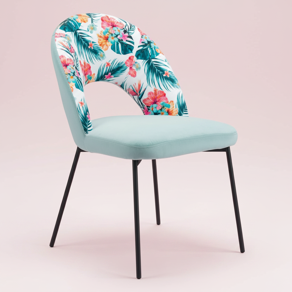 Lot de 2 chaises de salle à manger en velours - Multicolore et vert