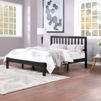 Plateforme de lit Queen en acacia style ferme moderne avec tête de lit à lattes