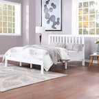 Plateforme de lit Queen en acacia style ferme moderne avec tête de lit à lattes
