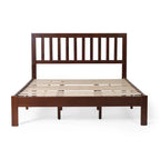Plateforme de lit Queen en acacia style ferme moderne avec tête de lit à lattes