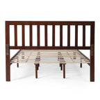 Plateforme de lit Queen en acacia style ferme moderne avec tête de lit à lattes