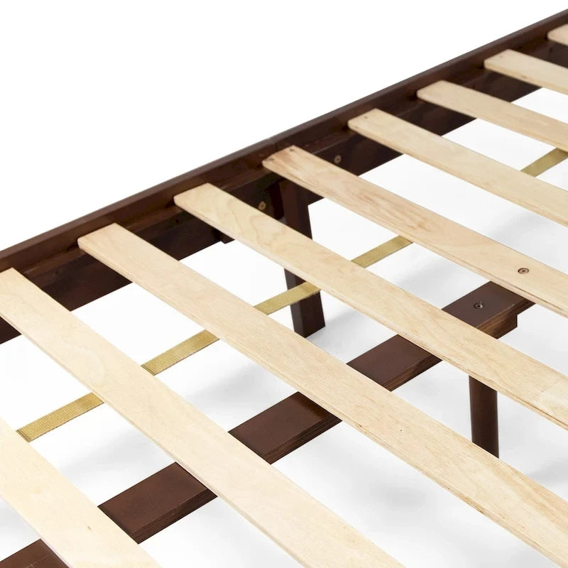 Plateforme de lit Queen en acacia style ferme moderne avec tête de lit à lattes