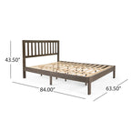 Plateforme de lit Queen en acacia style ferme moderne avec tête de lit à lattes