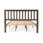 Plateforme de lit Queen en acacia style ferme moderne avec tête de lit à lattes