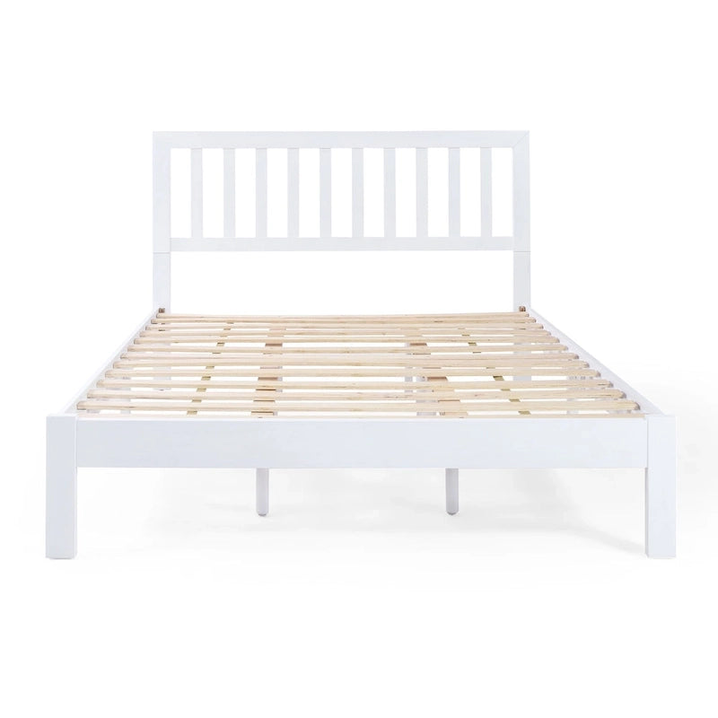 Plateforme de lit Queen en acacia style ferme moderne avec tête de lit à lattes