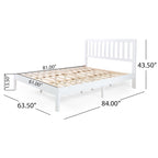 Plateforme de lit Queen en acacia style ferme moderne avec tête de lit à lattes