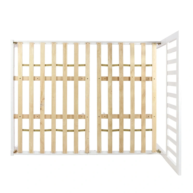 Plateforme de lit Queen en acacia style ferme moderne avec tête de lit à lattes