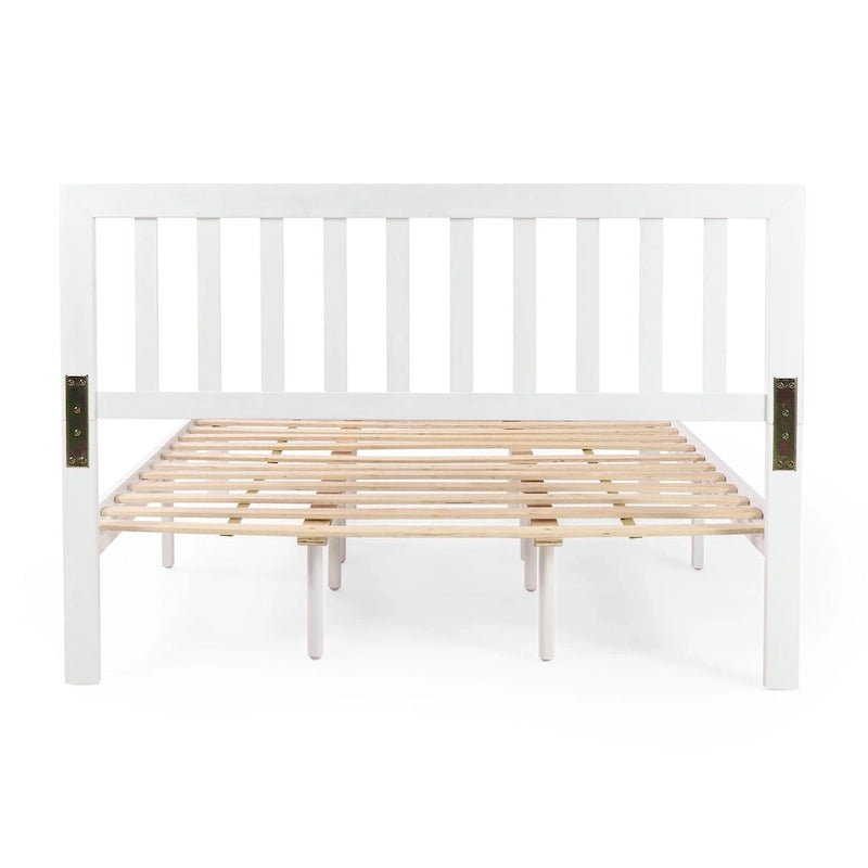 Plateforme de lit Queen en acacia style ferme moderne avec tête de lit à lattes