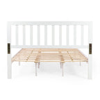 Plateforme de lit Queen en acacia style ferme moderne avec tête de lit à lattes