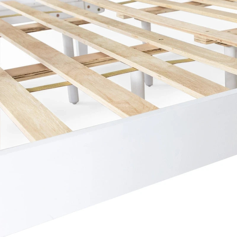 Plateforme de lit Queen en acacia style ferme moderne avec tête de lit à lattes
