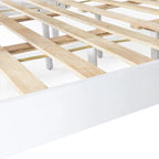 Plateforme de lit Queen en acacia style ferme moderne avec tête de lit à lattes