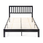 Plateforme de lit Queen en acacia style ferme moderne avec tête de lit à lattes