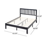 Plateforme de lit Queen en acacia style ferme moderne avec tête de lit à lattes
