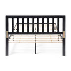 Plateforme de lit Queen en acacia style ferme moderne avec tête de lit à lattes