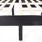 Plateforme de lit Queen en acacia style ferme moderne avec tête de lit à lattes