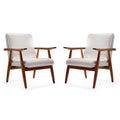 Lot de 2 fauteuils d'appoint modernes du milieu du siècle, en similicuir avec cadre en bois de hêtre
