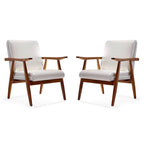 Lot de 2 fauteuils d'appoint modernes du milieu du siècle, en similicuir avec cadre en bois de hêtre