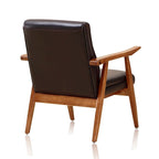 Lot de 2 fauteuils d'appoint modernes du milieu du siècle, en similicuir avec cadre en bois de hêtre